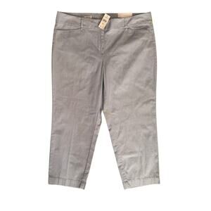 Loft Original Crop Stripe Seersucker Pants Size 14 Cotton Blend NEW